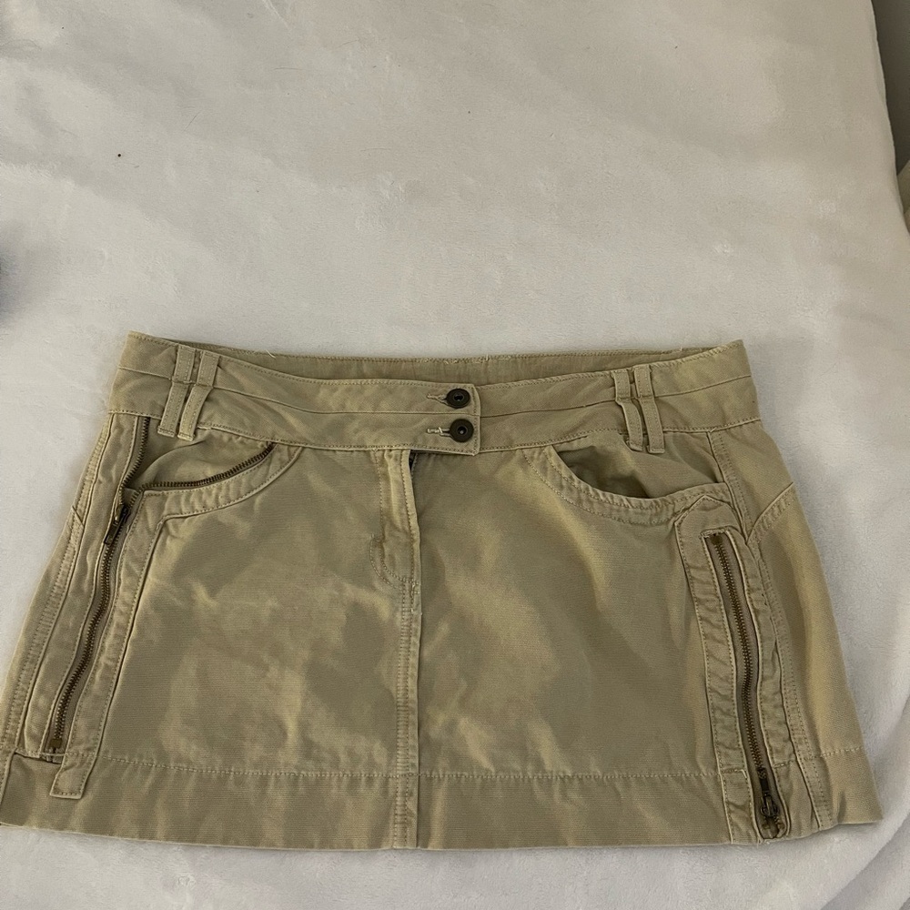 Garage Beige Cargo Mini Skirt